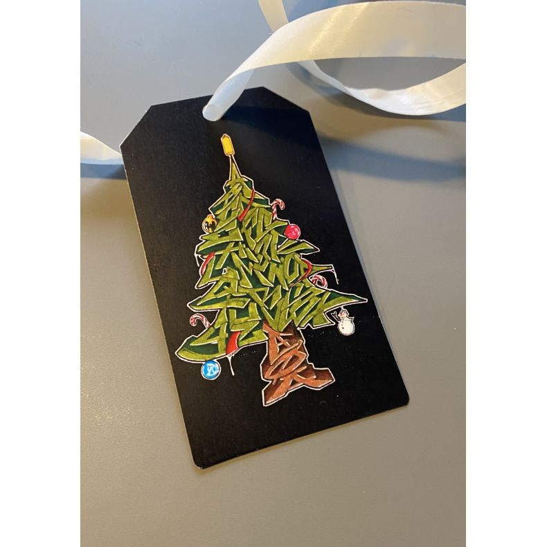 Til-og-fra kort - Graffiti Juletr.  pakke med 5 stk 